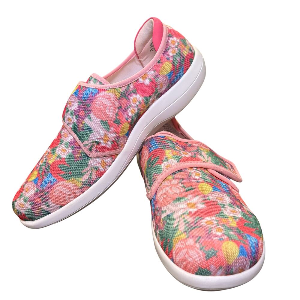 Algeria Spright Chillax Pink Shoe Size 39/8.5 Hook & Loop Closure Floral Pattern